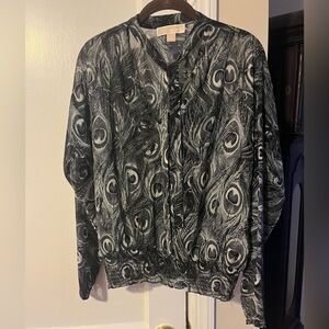 Michael Kors Peacock Feather Patterned Blouse